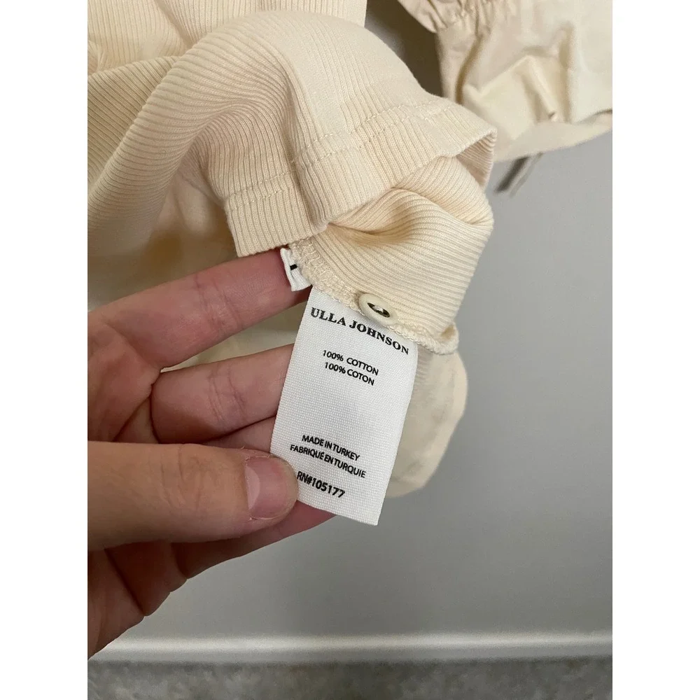 Ulla Johnson Iman Puff Sleeve Top in Cream Size Large Feminine Quiet Luxury
